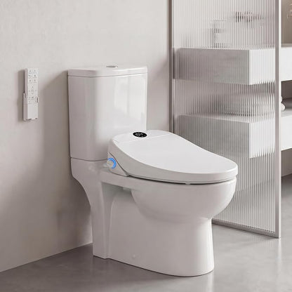 Bidet Toilet Seat Round, Electric Bidet Seat for Bathroom 225D | with Instant Warm Water, Warm Air Dryer, Self-Cleaning Nozzle, Soft Close Lid, Night Light