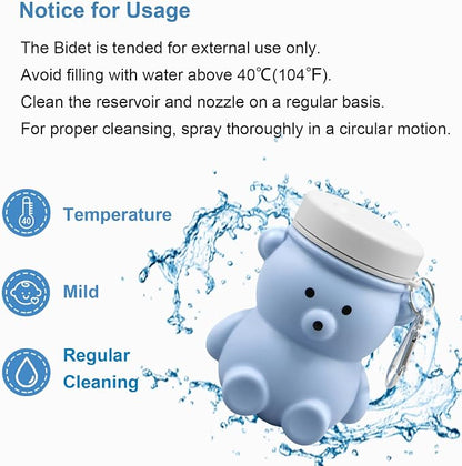 Cute Portable Bidet for Kids, Lovely Baby Bidet Spray Bottle, 300ml Compact Travel Size Camping Peri Bottle With Retractable and Angle-Adjustable Nozzle for Home, Outdoors, Camping & Travel Blue (1pc)