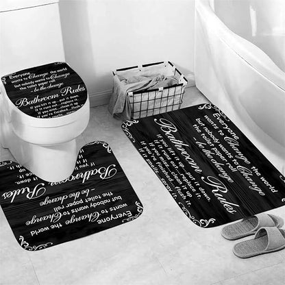 AZHM Black Spellbook Shower Curtain Set Home Bathroom Set with Shower Curtain and Rugs and Accessories Bathroom Decor