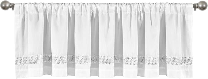 Lush Decor Night Sky Valance Curtain Single, 84"W x 18"L White & Silver - Extra Wide Curtains - Kitchen Curtains Valances For Windows - Bathroom Curtain