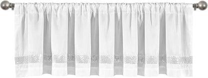 Lush Decor Night Sky Valance Curtain Single, 84"W x 18"L White & Silver - Extra Wide Curtains - Kitchen Curtains Valances For Windows - Bathroom Curtain