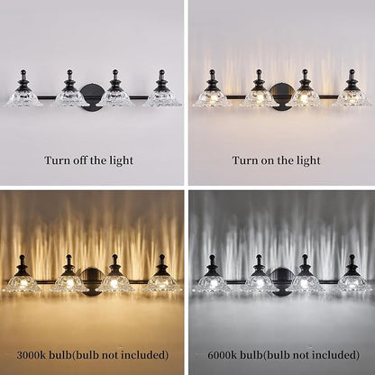 Black Bathroom 29.7" Vanity Light Farmhouse Vanity Lights Vanity Lighting Fixtures