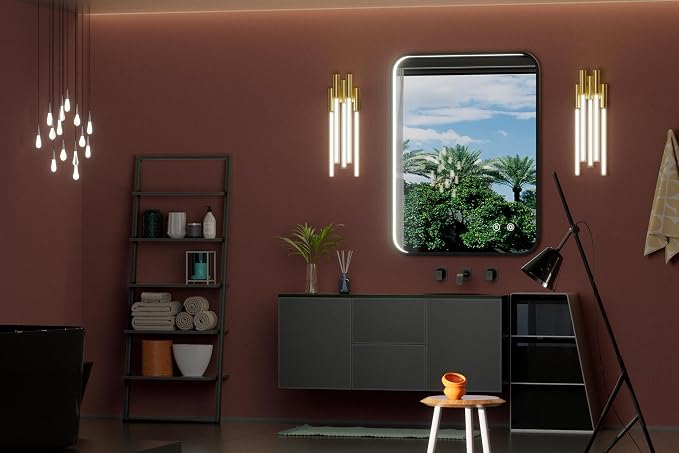 28"x36" Black LED Bathroom Mirror with Lights, 3000K/4500K/6000K | Stepless Dimmable, Memory, Anti-Fog,Aluminum Frame Wall Mounted Lighted Bathroom Vanity Mirror, ETL Listed, IP54 Waterproof
