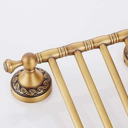 Swivel Towel Rack for Bathroom, Antique Bronze Folding 4 Arms Hand Towel Bars Towel Hanger for Laundry, Wall Mount Storage Space Saving,Pattern Carving Design