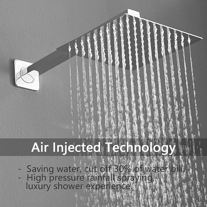 Polished Chrome Shower Faucet Set Bathroom Luxury Rainfall Shower System with Rain Shower Head Single Function Shower Trim Kit with Rough-in Valve