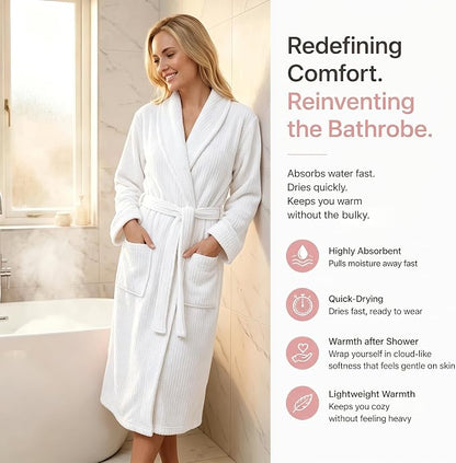 PJGGZ Women's Shawl Collar Bathrobe, Soft Long Towel Robes for Women - Super Absorbent Quick Dry yet Warm