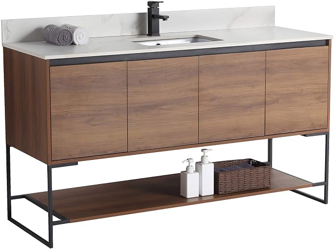 60 Inch Bathroom Vanity with Sink - Modern Knob Free Design, Elegant Space-Saving Solution for Your Bathroom - Durable, Bathroom Vanities for a Contemporary Look - Urbania Collection
