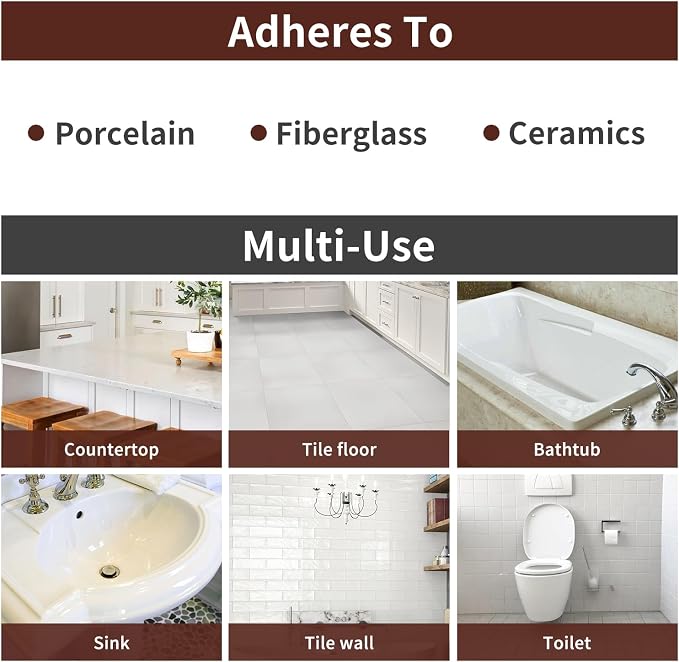 Tub and Tile Spray Paint White Gloss Waterproof Spray White Tile Paint Bathtub Refinishing Kit for Tiles Ceramic Porcelain Fiberglass Resurfacing Bathroom Walls Bathtubs Sinks Countertop Toilets Gloss, 6 PACK