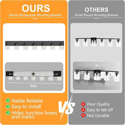 IZORRO Bathroom Vanity Light Fixture, 7-Light 52 inch Matte Black Bathroom Light Fixtures Over Mirror, with Clear Glass Shade, Modern Farmhouse Vanity Lights, Rustic Restroom Lighting Fixtures