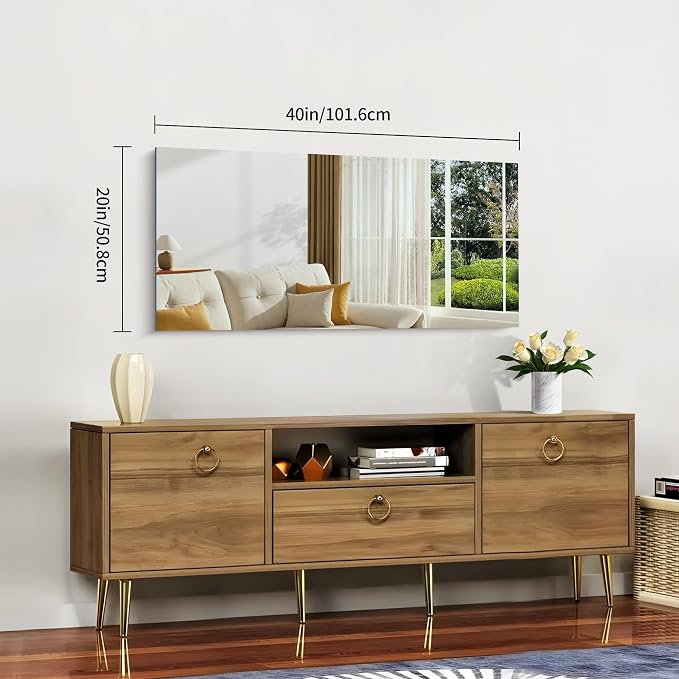 CILIBER Frameless Mirror, 20x40 Mirrors for Wall, Rectangle Bathroom Mirror for Over Sink, Frameless Vanity Mirror with Polished Edge, 3mm Tempered Glass, Hangs Horizontally or Vertically