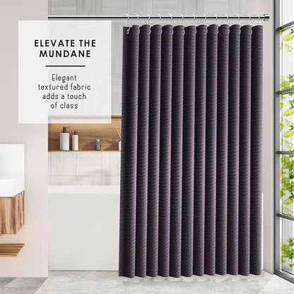 Clara Clark Purple Shower Curtain - Hotel Quality Waffle Fabric Bath Curtain 72x72, Heavy Duty Waterproof Shower Curtains for Bathroom