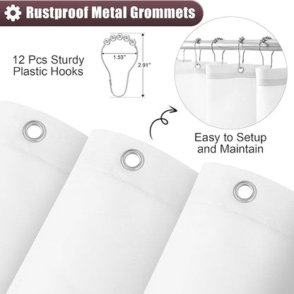 OLANLY Luxury Red and White Ombre Shower Curtain Sets with 12 Hooks, Waterproof and Washable Decorative Shower Curtains for Bathroom, 72x72 Inches