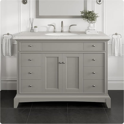 Elite Stamford 42 in. Gray Single Sink Bath Vanity with Carrara Quartz Top and Porcelain Sink