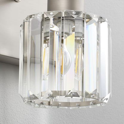 PRESDE 2-Light Crystal Bathroom Vanity Light, Brushed Nickel Modern Bath Lighting Fixture Over Mirror, Wall Sconce Lamp