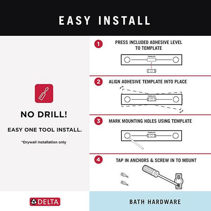 DELTA FAUCET 78908-SS Tetra 8 in. Hand Towel Bar Bath Hardware Accessory in Stainless Steel