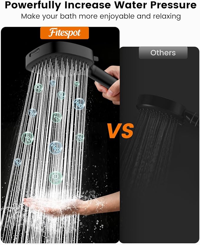 Filtered Shower Head with Handheld, High Pressure 7 Mode Black Handheld Shower Head with Hose and Filters for Hard Water, Built-in Power Wash to Clean Tub, Remove Chlorine - Reduce Dry Itchy Skin