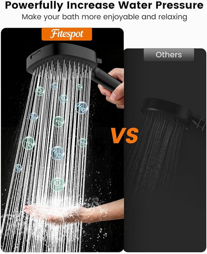 Filtered Shower Head with Handheld, High Pressure 7 Mode Black Handheld Shower Head with Hose and Filters for Hard Water, Built-in Power Wash to Clean Tub, Remove Chlorine - Reduce Dry Itchy Skin