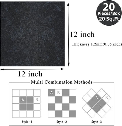 Peel and Stick Floor Tile 12 x 12 Inch Self Adhesive Marble Vinyl Flooring | waterproof and removable sticker tiles, 20-pack covers 20 Sq. Ft, DIY tiles for bedroom, bathroom, kitchen and dining room