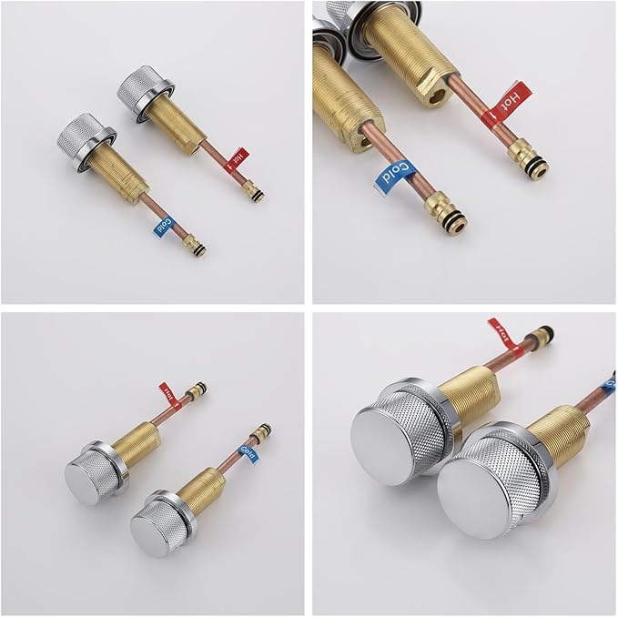 3 Hole Pull Out Faucet for Bathroom Sink Gooseneck Restroom Faucet Hot and Cold,Chrome Plated