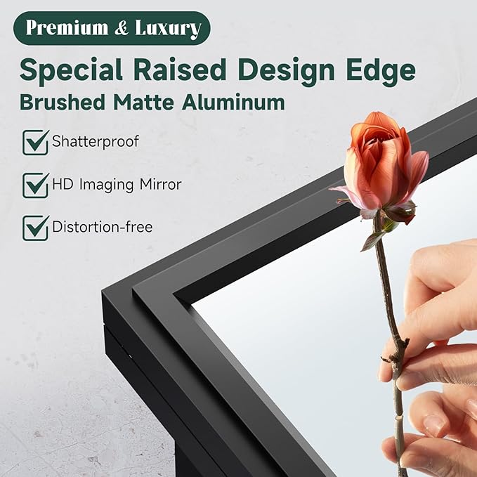 16x24 Inch Medicine Cabinet Mirror for Bathroom Recessed Medicine Cabinet with Mirror or Surface Wall-Mounted Aluminum Alloy Framed Bathroom Cabinet Mirror Black Metal