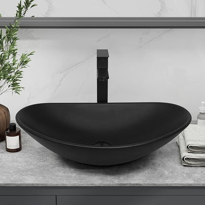 28-Inch Black Floating Bathroom Vanity with 1-Door and 1-Drawer, Modern Wall Mounted Cabinet with Black Boat Ceramic Vessel Sink