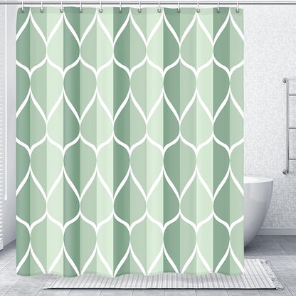 Gelbchu Geometric Shower Curtain for Bathroom, Dark Green, 72x72 Inch | with Hooks, Premium Polyester, Quick Dry, Water Repellent, Machine Washable, Rustproof Grommets, Modern Minimalist