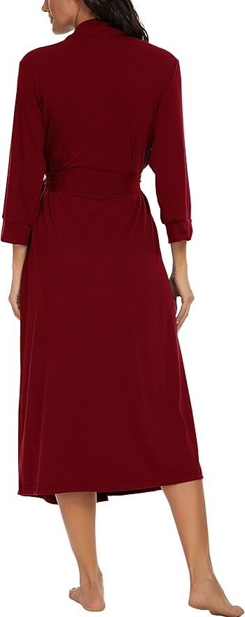 VINTATRE Women Kimono Robes Long Knit Bathrobe Lightweight Soft Knit Sleepwear V-neck Casual Ladies Loungewear