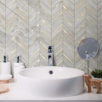 DICOFUN 1 Sheet Beige Slate Peel and Stick Backsplash, Faxu Stone PVC Stick on Backsplash Wall Tiles for Kitchen and Bathroom