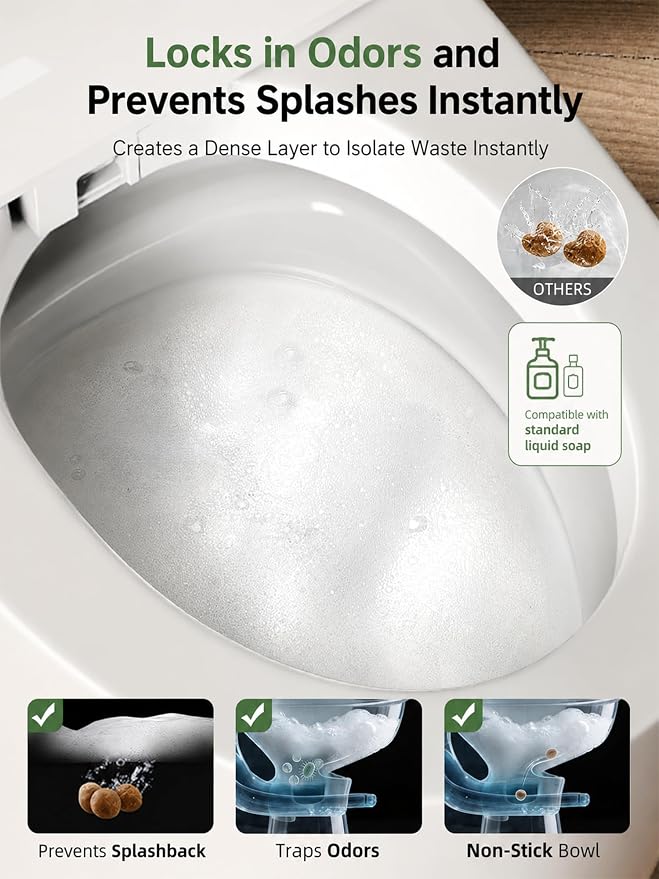 Smart Toilet with Bidet Built In, One-Piece Electric Tank Toilet with Foam Shield, Auto Open & Close Lid, Dual Flush 1.28 GPF, Heated Seat, Remote Control, Warm Air Dryer & Temp Display