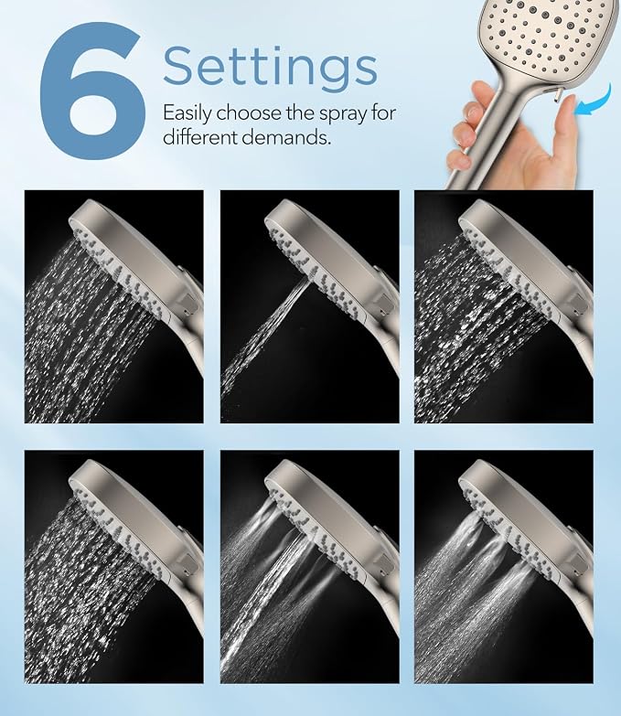 MakeFit Filtered Shower Head with Handheld, 7 Modes High Pressure Handheld Showerhead with Filters, Detachable Shower Heads Water Softener Filters Beads for Hard Water - Remove Chlorine & Heavy Metals