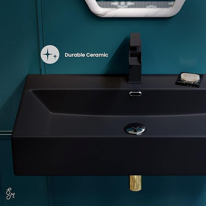 Swiss Madison Claire 30” Rectangle Wall-Mount Bathroom Sink in Matte Black