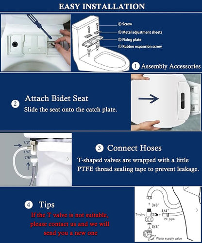 Electric Bidet Toilet Seat Elongated with Heated Seat, Warm Air Dryer, Endless Warm Water, Oscillating and Pulsating Spray Wash, Stainless Steel Self-Clean Nozzle (Bidet Toilet Seat Elongated 2)