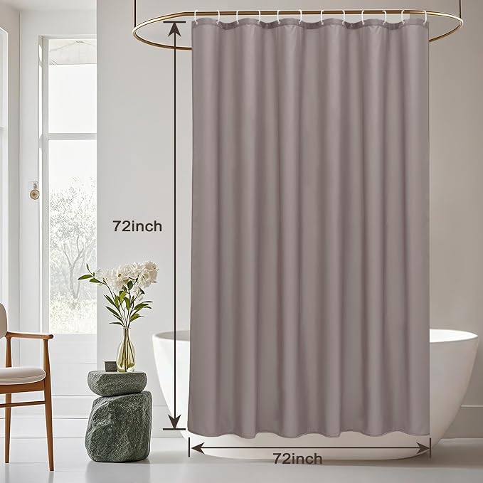 AooHome Standard Size Shower Curtain, Polyester Durable Solid Shower Curtain for Hotel with Hooks, Weighted Hem, Waterproof, Chocolate, 72x72 Inch