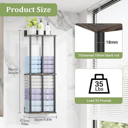 Large Capacity Three-layer Towel Racks for Bathroom Wall Mounted, Updated 3 Bar bath Towel Holder for Bathroom, Bath Towel Rack for Wall Mounted, Metal Small Bathrooms Towel Storage Rack, Black Walnut