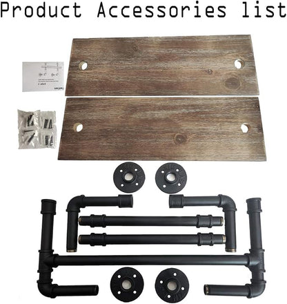 Industrial Pipe Shelf,2 Tiered Metal Towel Racks for Bathroom,20" Industrial Pipe Floating Shelves Shelving,Rustic Wood Wall Mount Shelf with Bar,Iron Towel Holder