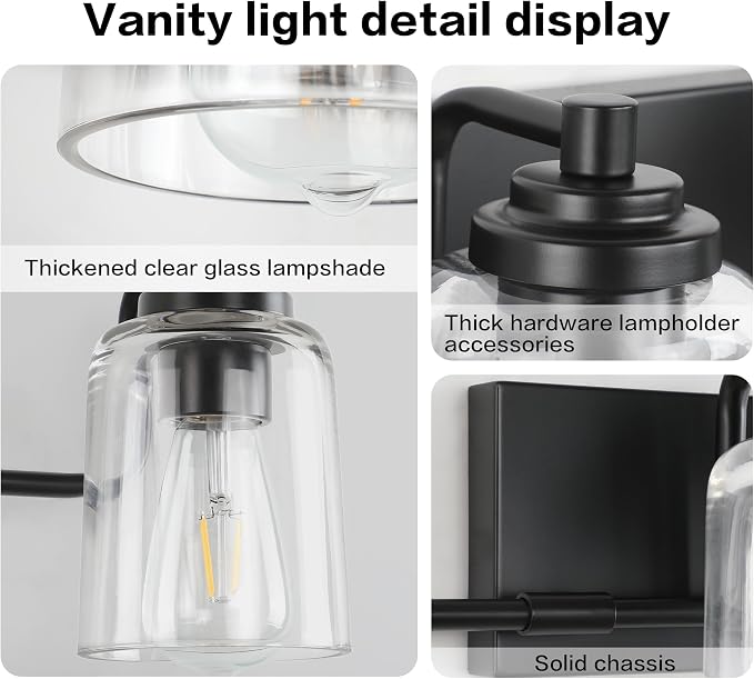 Solfart 4 Lights Matt Black Bathroom Vanity Lights Over Mirror