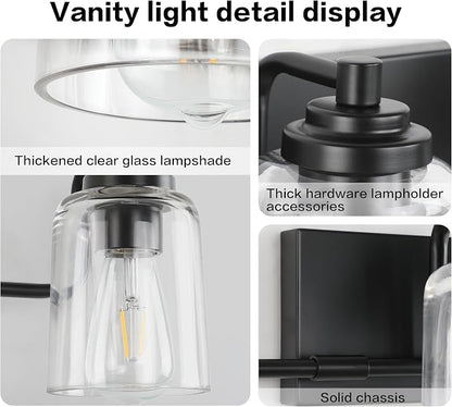 Solfart 4 Lights Matt Black Bathroom Vanity Lights Over Mirror