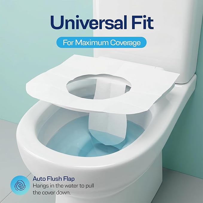 Rockland Guard Disposable Toilet Seat Covers - Flushable Paper Travel Pack - 200 Count (20 Resealable 10-Packs) - Portable Potty Training & Bathroom Hygiene Essentials for Adults & Kids
