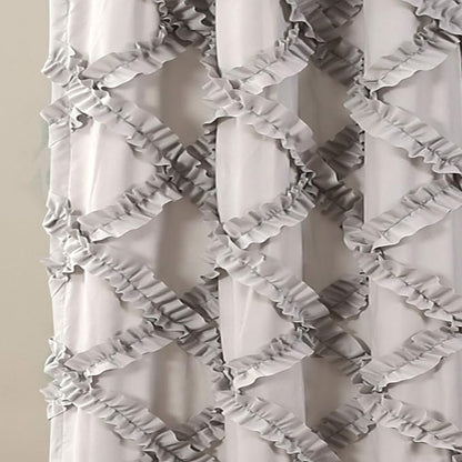 Lush Decor Ruffle Diamond Shower Curtain 72"L x 72"L Gray - Fabric Shower Curtains for Bathroom - Gray Bathroom Curtain - Vintage Farmhouse Decor