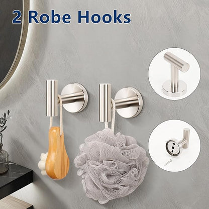 NearMoon 5 Pieces Bath Hardware Set, Include Swivel Towel Rack, Hand Towel Ring, Toilet Paper Holder and 2 Robe Towel Hooks, Stainless Steel Bathroom Accessories Wall Mounted (Brushed Nickel)