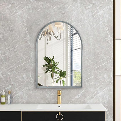 Arch Wall-Mounted Mirror Aluminum Alloy Frame Bathroom Wall Mirror for Vanity Living Room, Bedroom Entryway Room Home Decor 20"x16"