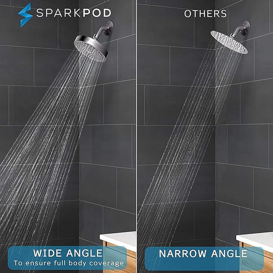 SparkPod Rain Shower Head, 6 Inch Round, Vintage Oil-Rubbed Bronze Finish | High Pressure Shower Heads, 90 Nozzles, Adjustable Showerhead, No Tools Needed, Universal Connection