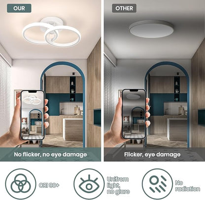 CANEOE Round Modern Led Ceiling Light Fixtures, 6000K Cool White Hallway Light Fixtures Ceiling, Bathroom Close to Ceiling Lights for Corridor Stair Aisle Lamps (White, 1 Pack)