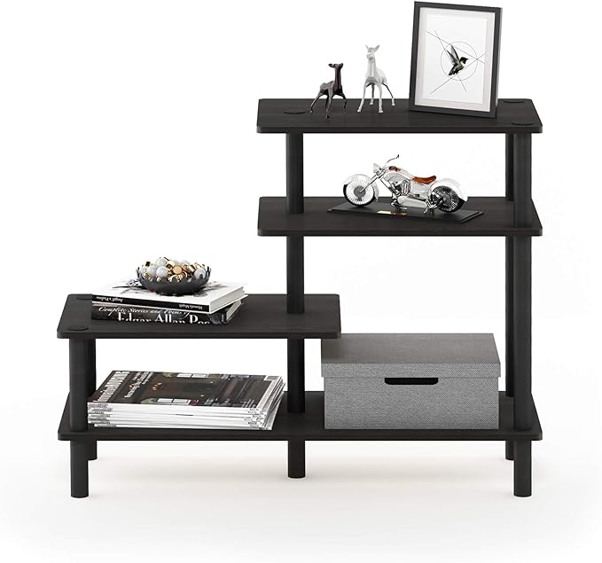 Furinno Ladder Bookcase Display Shelf, 5-Tier, Espresso