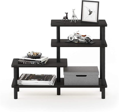 Furinno Ladder Bookcase Display Shelf, 5-Tier, Espresso
