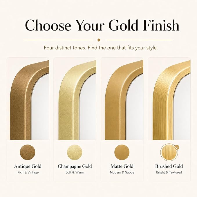 2-Pack 24x30 Inch Brushed Gold Rounded Rectangle Vanity Mirrors | Double Vanity or Two Bathrooms, Pair or Separate Use, Aluminum Frame, Slim Front Profile, Two-Way Mount