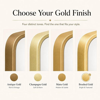 2-Pack 22x30 Inch Brushed Gold Rounded Rectangle Vanity Mirrors | Double Vanity or Two Bathrooms, Pair or Separate Use, Aluminum Frame, Slim Front Profile, Two-Way Mount