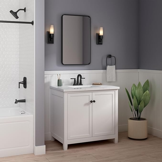 American Standard 7426201.243 Belmeade Two-Handle 4-Inch Centerset Bathroom Faucet, 1.2 GPM, Matte Black