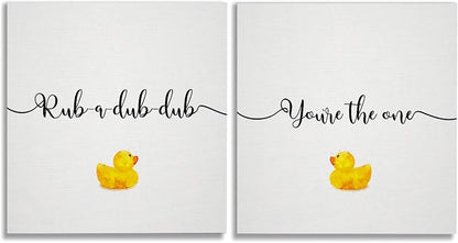 You're The One Rubber Ducky Bathroom Décor Set of 2 Gallery Wrapped Canvas Wall Art