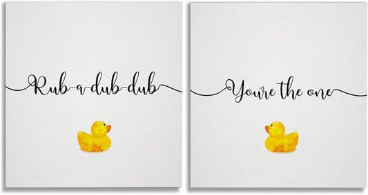 You're The One Rubber Ducky Bathroom Décor Set of 2 Gallery Wrapped Canvas Wall Art